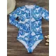 Long-Sleeves Floral Printed Zipper One-Piece Wetsuits Long-Sleeves Floral Printed Zipper One-Piece Wetsuits