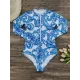 Long-Sleeves Floral Printed Zipper One-Piece Wetsuits Long-Sleeves Floral Printed Zipper One-Piece Wetsuits