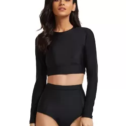 Solid Color High-Waisted Hollow Split Wetsuits