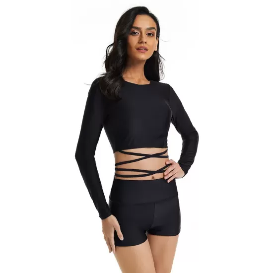 Long Sleeves Bandage Solid Color Split Wetsuits Long Sleeves Bandage Solid Color Split Wetsuits