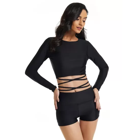 Long Sleeves Bandage Solid Color Split Wetsuits Long Sleeves Bandage Solid Color Split Wetsuits