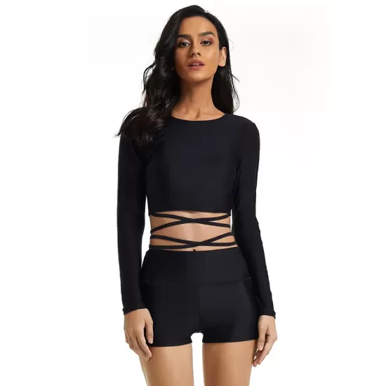 Long Sleeves Bandage Solid Color Split Wetsuits Long Sleeves Bandage Solid Color Split Wetsuits