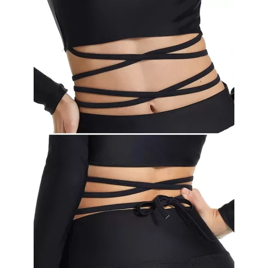 Long Sleeves Bandage Solid Color Split Wetsuits Long Sleeves Bandage Solid Color Split Wetsuits