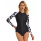 Long Sleeves Zipper Split-Joint Floral Printed One-Piece Wetsuits Long Sleeves Zipper Split-Joint Floral Printed One-Piece Wetsuits
