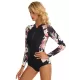 Floral Printed Long-Sleeves Split-Joint One-Piece Wetsuit Floral Printed Long-Sleeves Split-Joint One-Piece Wetsuit