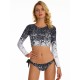 Floral Printed Bandage Backless Long Sleeves Split Wetsuit Floral Printed Bandage Backless Long Sleeves Split Wetsuit