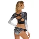 Floral Printed Bandage Backless Long Sleeves Split Wetsuit Floral Printed Bandage Backless Long Sleeves Split Wetsuit