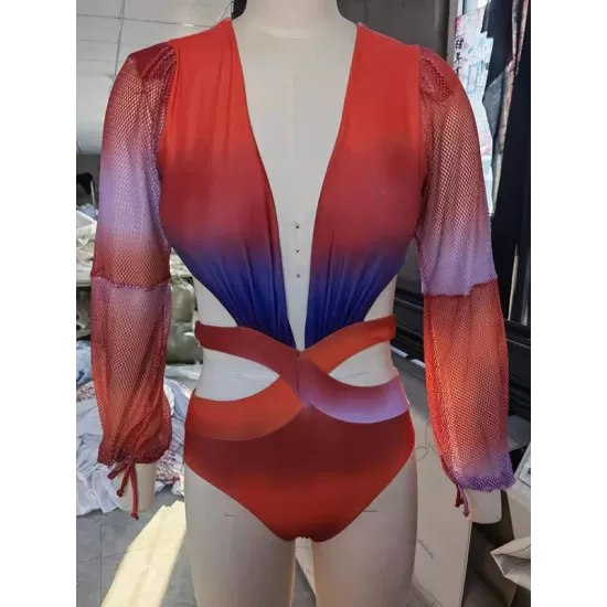 Long Sleeves Gradient Hollow V-Neck Wetsuits Long Sleeves Gradient Hollow V-Neck Wetsuits