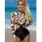 Long-Sleeves Floral Printed Belly-Hollow One-Piece Wetsuits