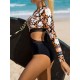 Long-Sleeves Floral Printed Belly-Hollow One-Piece Wetsuits Long-Sleeves Floral Printed Belly-Hollow One-Piece Wetsuits