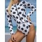 Long Sleeves Floral Printed Zipper One-Piece Wetsuits