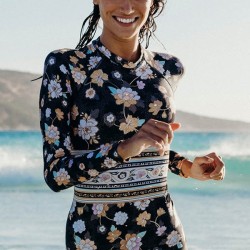 Long-Sleeves Zipper Floral Printed Wetsuits