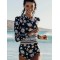 Long-Sleeves Zipper Floral Printed Wetsuits