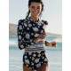 Long-Sleeves Zipper Floral Printed Wetsuits Long-Sleeves Zipper Floral Printed Wetsuits