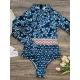Long-Sleeves Zipper Floral Printed Wetsuits Long-Sleeves Zipper Floral Printed Wetsuits