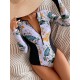 Long Sleeves Zipper Floral Printed Split-Joint One-Piece Wetsuits Long Sleeves Zipper Floral Printed Split-Joint One-Piece Wetsuits