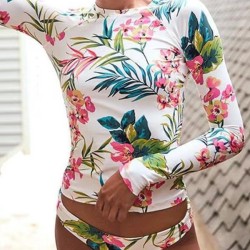 Floral-Printed Long Sleeves Split Wetsuit