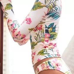 Floral-Printed Long Sleeves Split Wetsuit