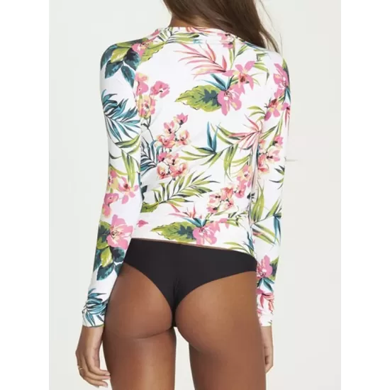 Floral-Printed Long Sleeves Split Wetsuit Floral-Printed Long Sleeves Split Wetsuit