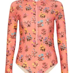 Floral Printed Long Sleeves One Piece Wetsuit