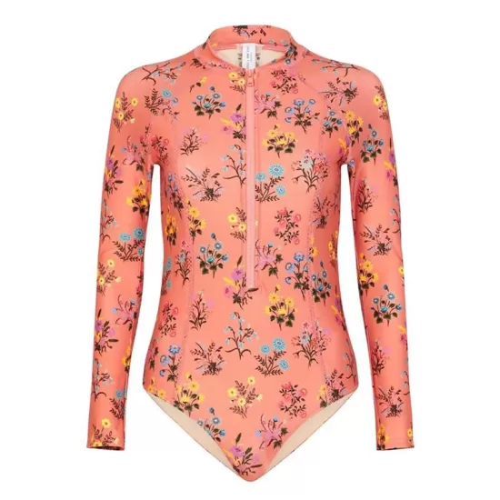 Floral Printed Long Sleeves One Piece Wetsuit Floral Printed Long Sleeves One Piece Wetsuit