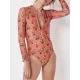 Floral Printed Long Sleeves One Piece Wetsuit Floral Printed Long Sleeves One Piece Wetsuit