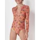 Floral Printed Long Sleeves One Piece Wetsuit Floral Printed Long Sleeves One Piece Wetsuit