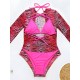 Long Sleeve Zebra Print Mesh Bikini Wetsuit Swimwear Long Sleeve Zebra Print Mesh Bikini Wetsuit Swimwear