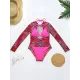 Long Sleeve Zebra Print Mesh Bikini Wetsuit Swimwear Long Sleeve Zebra Print Mesh Bikini Wetsuit Swimwear