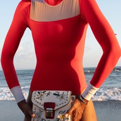 Rash Guard Split-Joint Zipper Color-Block Wetsuit