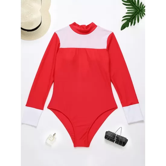Rash Guard Split-Joint Zipper Color-Block Wetsuit Rash Guard Split-Joint Zipper Color-Block Wetsuit