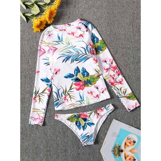Long Sleeve Floral-Print Split Wetsuit Long Sleeve Floral-Print Split Wetsuit