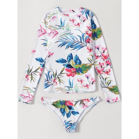 Long Sleeve Floral-Print Split Wetsuit Long Sleeve Floral-Print Split Wetsuit