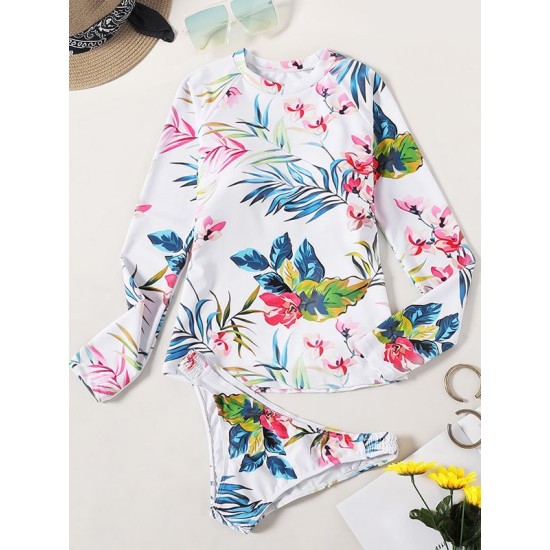 Long Sleeve Floral-Print Split Wetsuit Long Sleeve Floral-Print Split Wetsuit