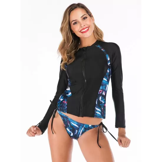 Floral Strappy Zipper Two Pieces Wetsuit Floral Strappy Zipper Two Pieces Wetsuit