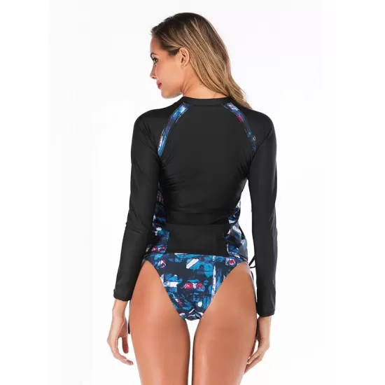 Floral Strappy Zipper Two Pieces Wetsuit Floral Strappy Zipper Two Pieces Wetsuit