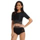 Short Sleeves High-Waisted Solid Color Split Wetsuits Short Sleeves High-Waisted Solid Color Split Wetsuits