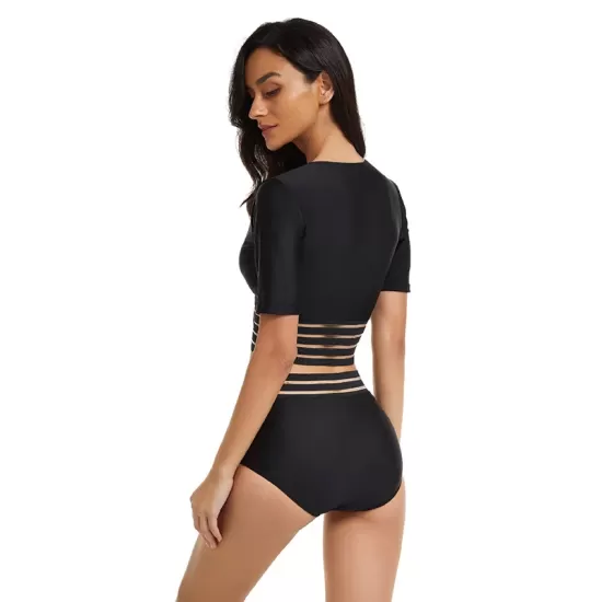 Short Sleeves High-Waisted Solid Color Split Wetsuits Short Sleeves High-Waisted Solid Color Split Wetsuits