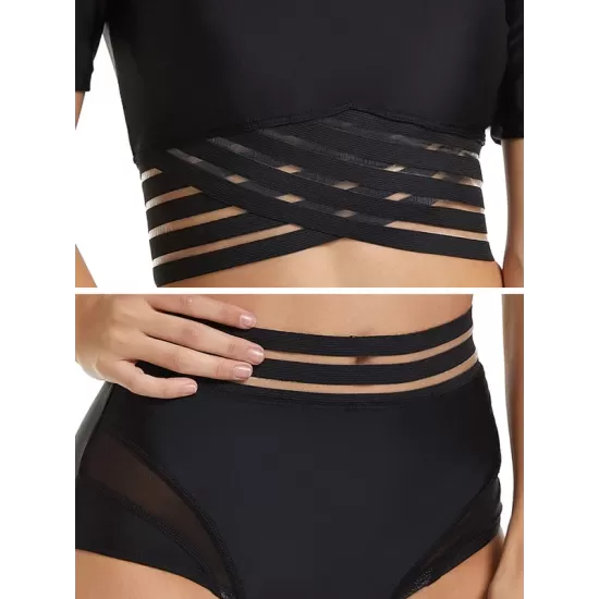 Short Sleeves High-Waisted Solid Color Split Wetsuits Short Sleeves High-Waisted Solid Color Split Wetsuits