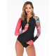 Zipper Floral Printed Two Pieces Wetsuit Zipper Floral Printed Two Pieces Wetsuit