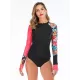Zipper Floral Printed Two Pieces Wetsuit Zipper Floral Printed Two Pieces Wetsuit