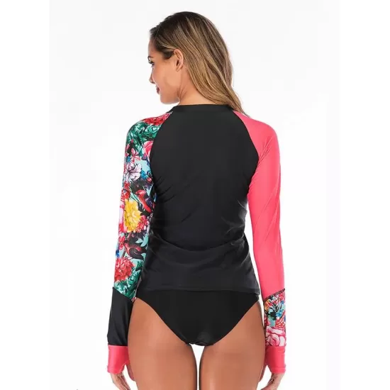 Zipper Floral Printed Two Pieces Wetsuit Zipper Floral Printed Two Pieces Wetsuit