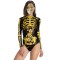 Fashion Halloween Skeleton 3D&Floral Printed Long-Sleeves Wetsuit
