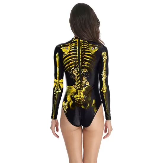 Fashion Halloween Skeleton 3D&Floral Printed Long-Sleeves Wetsuit Fashion Halloween Skeleton 3D&Floral Printed Long-Sleeves Wetsuit