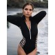 Long Sleeve Color-Block Leopard Print Zipper Wetsuit Long Sleeve Color-Block Leopard Print Zipper Wetsuit