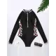Long Sleeve Color-Block Leopard Print Zipper Wetsuit Long Sleeve Color-Block Leopard Print Zipper Wetsuit