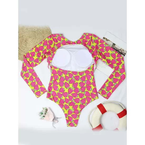 Long Sleeves Fruit Printed One-Piece Wetsuit Long Sleeves Fruit Printed One-Piece Wetsuit