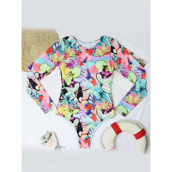 Long Sleeves Fruit Printed One-Piece Wetsuit Long Sleeves Fruit Printed One-Piece Wetsuit