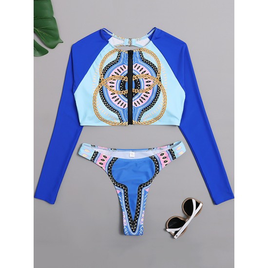 Floral Long Sleeve Zipper Backless Brazilian Wetsuit Floral Long Sleeve Zipper Backless Brazilian Wetsuit