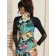 Stylish Deep V-Neck Long Sleeve Split-Joint Mesh Sexy Slim One-Piece Wetsuit Swimwear Stylish Deep V-Neck Long Sleeve Split-Joint Mesh Sexy Slim One-Piece Wetsuit Swimwear